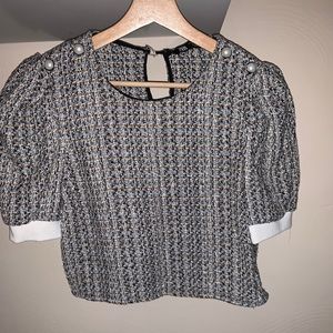 Cropped Tweed Blouse